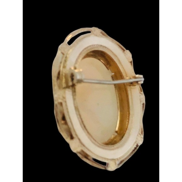 BEAUTIFUL Vintage SHELL CAMEO Lady PENDANT BROOCH Gold Filled Sterling - Picture 6 of 8